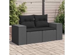 Sofá De Jardim Com Almofadões 2 Lugares Vime Pe Preto Dkd Home Decor