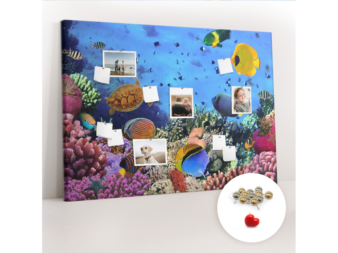 Painel De Cortiça Para Parede Vida Submarina Para A Sala De Estar Espelharte (140x100 Cm)