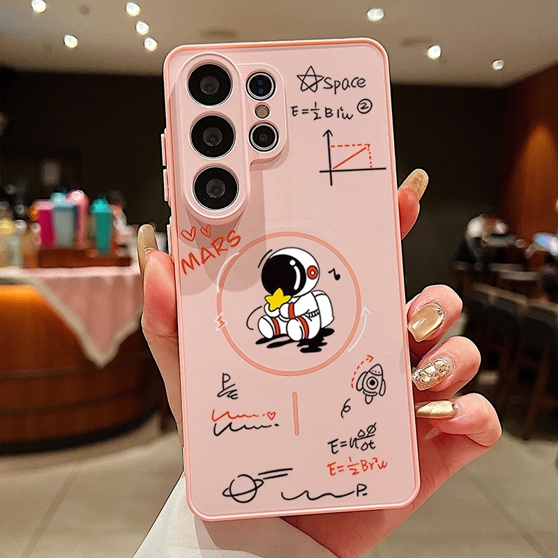 Capa Magnética Para Celular Samsung Com Estampa De Astronauta (rosa)