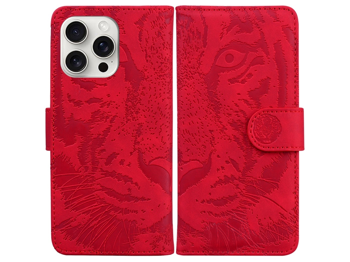 Capa Em Couro Pu À Prova De Choque Para Apple Iphone 16pro Max - Vermelho