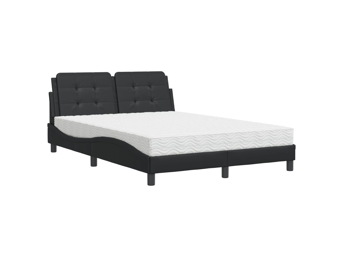 Bed, Beds Vidaxl Preto Couro Artificial (140 X 200 Cm)