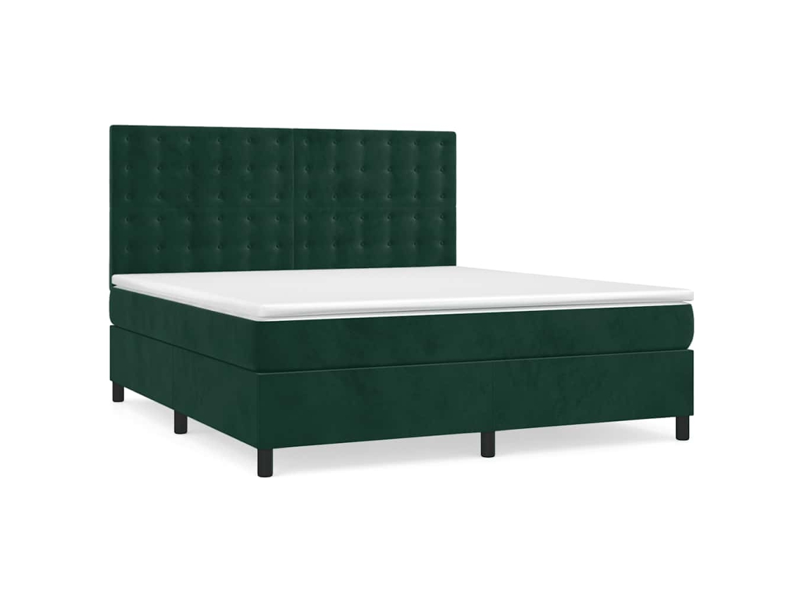 Cama com Molas/colchão 180x200 Cm Veludo Verde escuro MAISON EXCLUSIVE