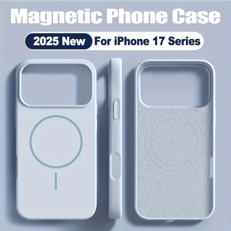 Capa Protetora Macia Com Carregamento Sem Fio Magnético Para Iphone 17 Pro (azul)