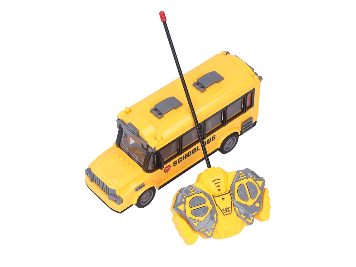 Mali brinquedo Ônibus Escolar Controle Remoto 1/30 Luzes Frente Trás Plástico para Crianças Acima de 3 Anos