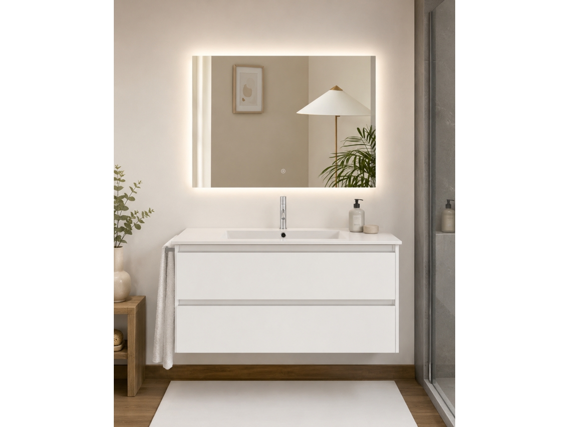 Móvel De Casa De Banho Com Lavatório Origenbath Ibiza Sem Espelho 90x45 Cm Branco