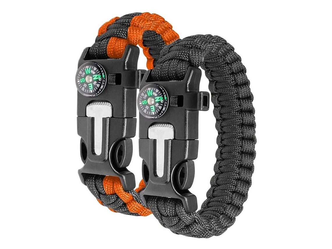 Pulseira de Paracord com Iniciador de Fogo e Bússola BRILVIBERA