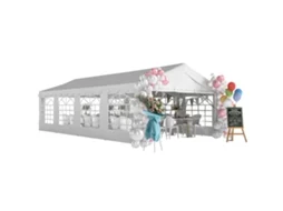 Tenda de Festa S/MARCA 4x8m com Paredes, Porta e Janelas Removíveis, Proteção Upf50+, Branca