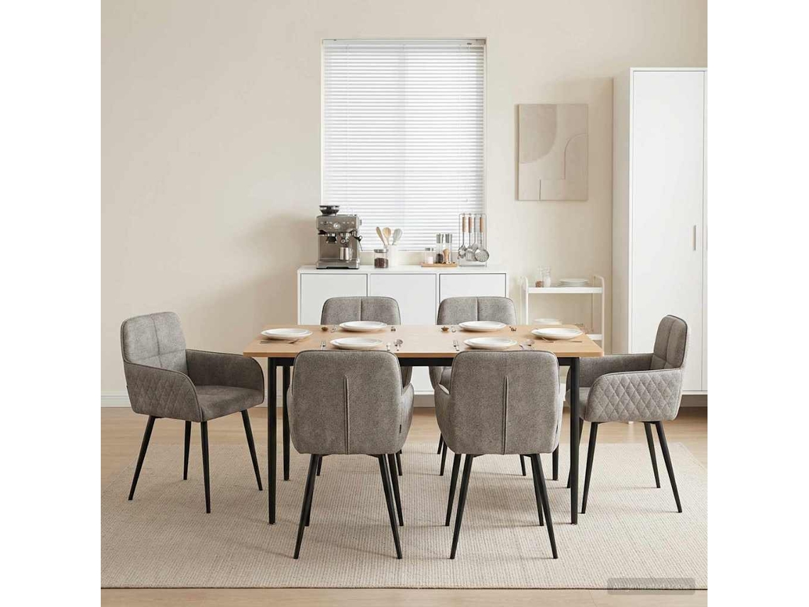 Vidaxl Cadeiras De Jantar 6 Unid. Couro Suede Sintético Cinzento-claro