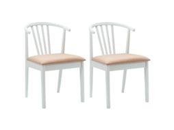Conjunto 2 Cadeira Vintage Vidaxl Branco Madeira De Seringueira Maciça (51 X 61 X 80,5 Cm)