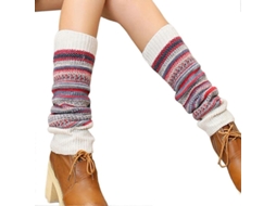 2026 calcetines Largos de Punto Étnico Con Estampado Rayado, Puños Ribeados, para Mujer, Otoño Invierno, 43cm