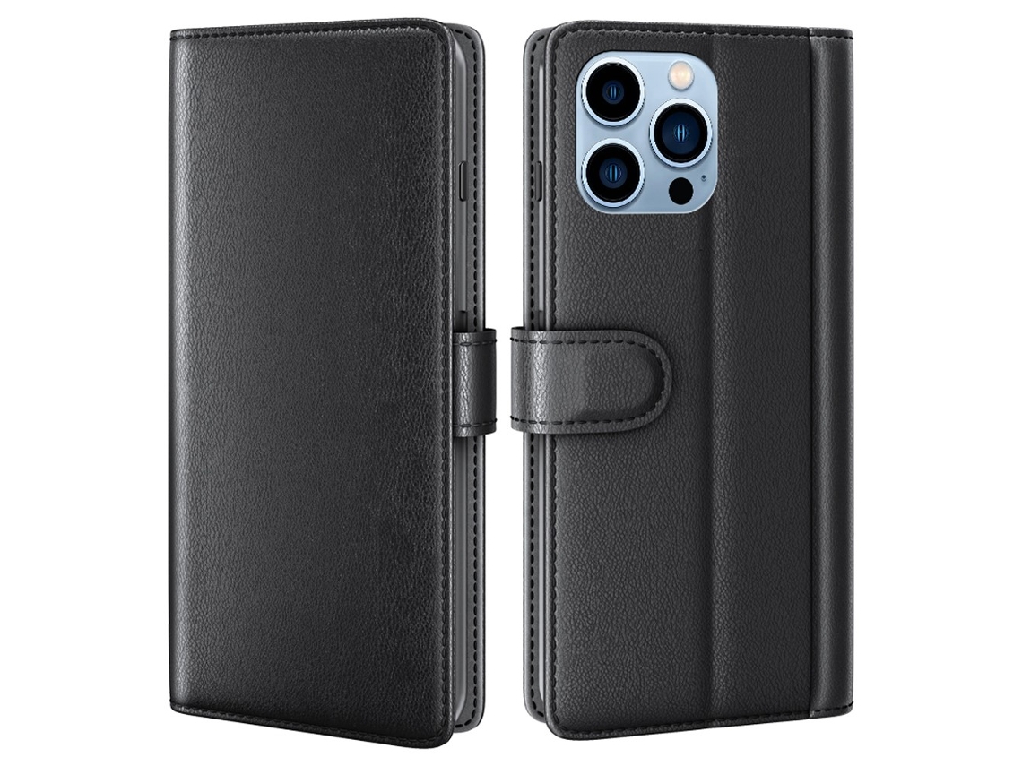 Capa Genuíno Quedas Para Iphone 14 Pro Pele Magnética Preto