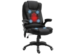 Cadeira de Escritório com 6 Pontos de Massagem, Aquecimento, Altura Ajustável e Função de Balanço, Preta. CHEZMOI