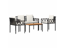 Maison Exclusive - Conjunto De Móveis Para Exterior 4 Unid. Preto E Branco Creme