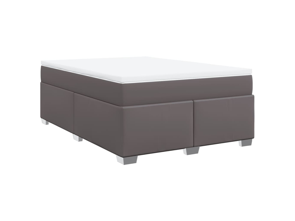 Cama com Molas Couro Artificial Cinzento MAISON EXCLUSIVE 140x190 cm