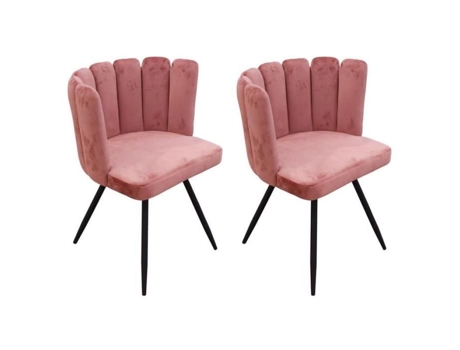 Cadeiras de Veludo 'Ariel' 79Cm Rosa Conjunto de 2 PARIS PRIX Estilo Vintage