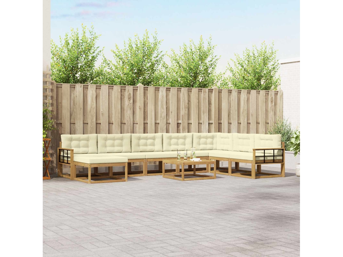 Vidaxl Conjunto De Sofás Para Exterior 9 Unid. Branco E Creme