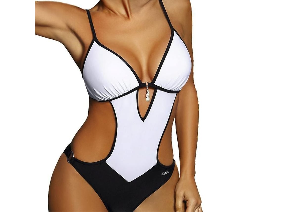 2026 bañador Monokini para Mulher Mimigo com Decote Profundo, Corte Alto e Detalhes de Calcinha de Renda