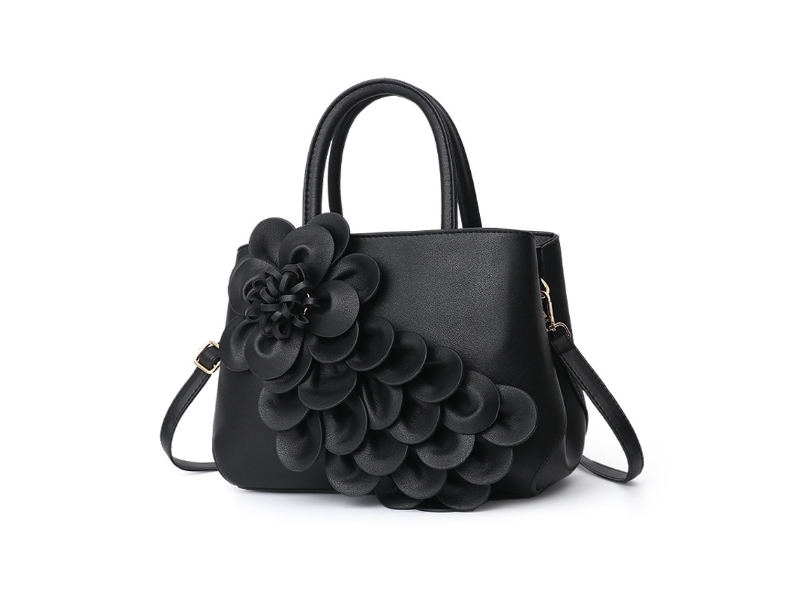 Bolsa Feminina de Couro Pu Estilo 2026 com Estampa Floral, Modelo de Mão Ou Ombro. estilo Preto 2 YUNZII