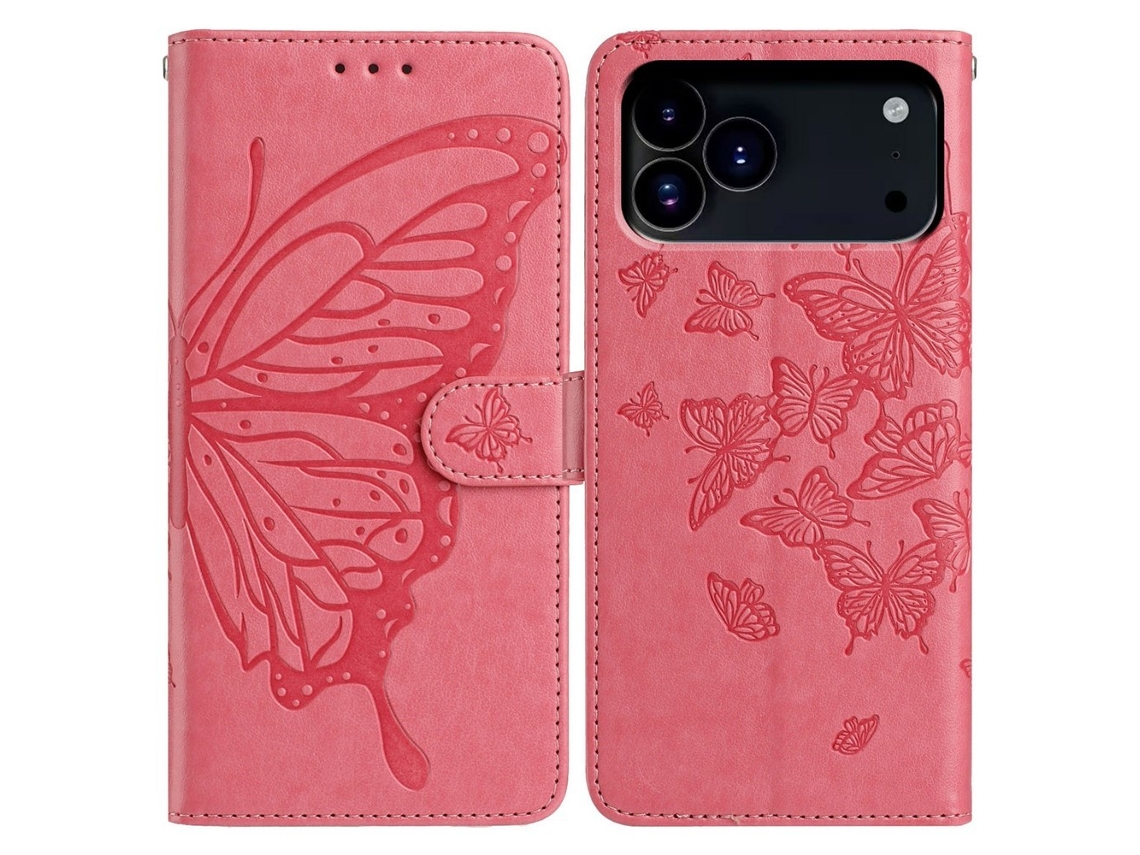 Capa Para Iphone 17 Pro Com Estampa De Borboleta Rosa