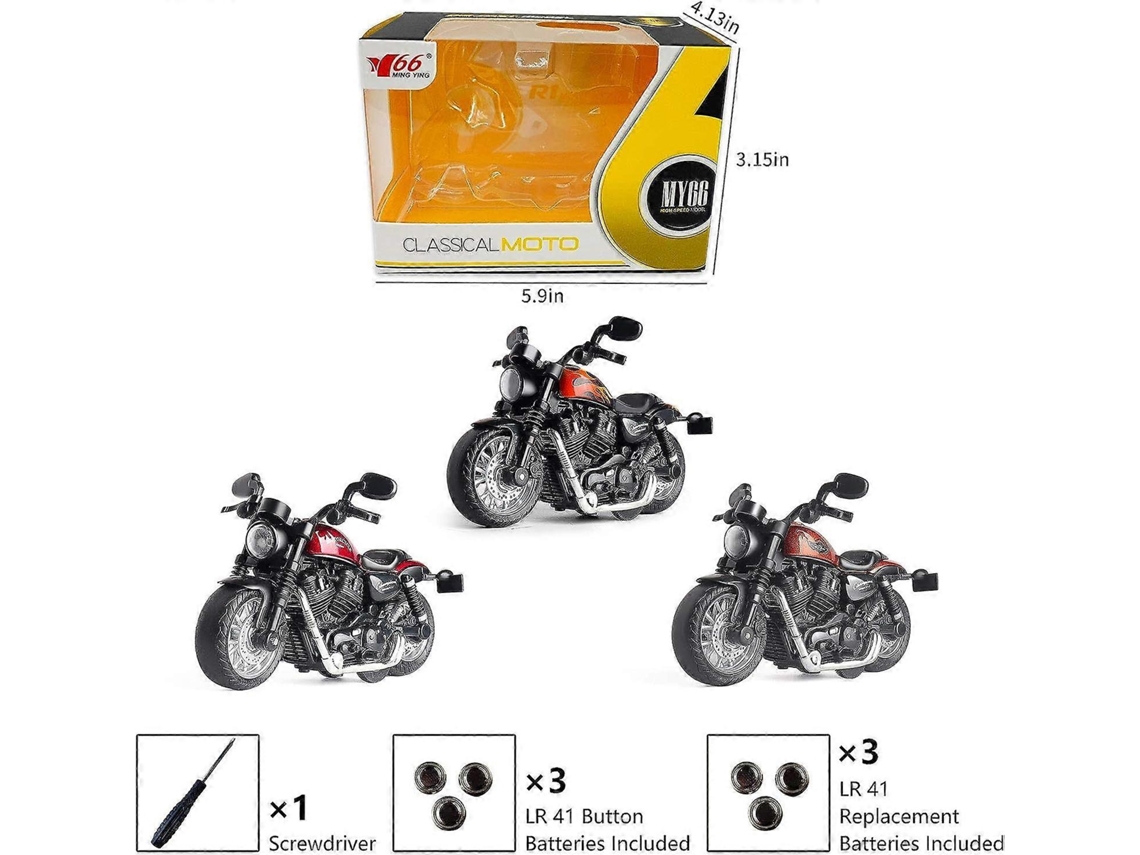 Mota De Brinquedo Pull Back Com Som E Luz Laranja