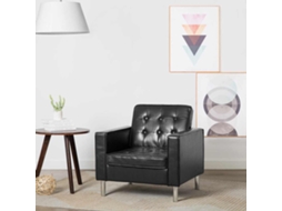 Vidaxl Poltrona Preta 75x70x75 Cm Couro Sintético
