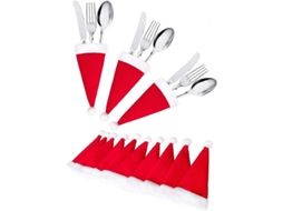 38pcs Porta-utensílios Chapéu De Papai Noel Natal - Decoração Mesa Jantar Festa Natalina