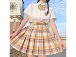 Rebe-falda Plisada De Uniforme Escolar Japonês High Waist Tipo A Vichy Para Mulher Nowcos M Kerria Japonica