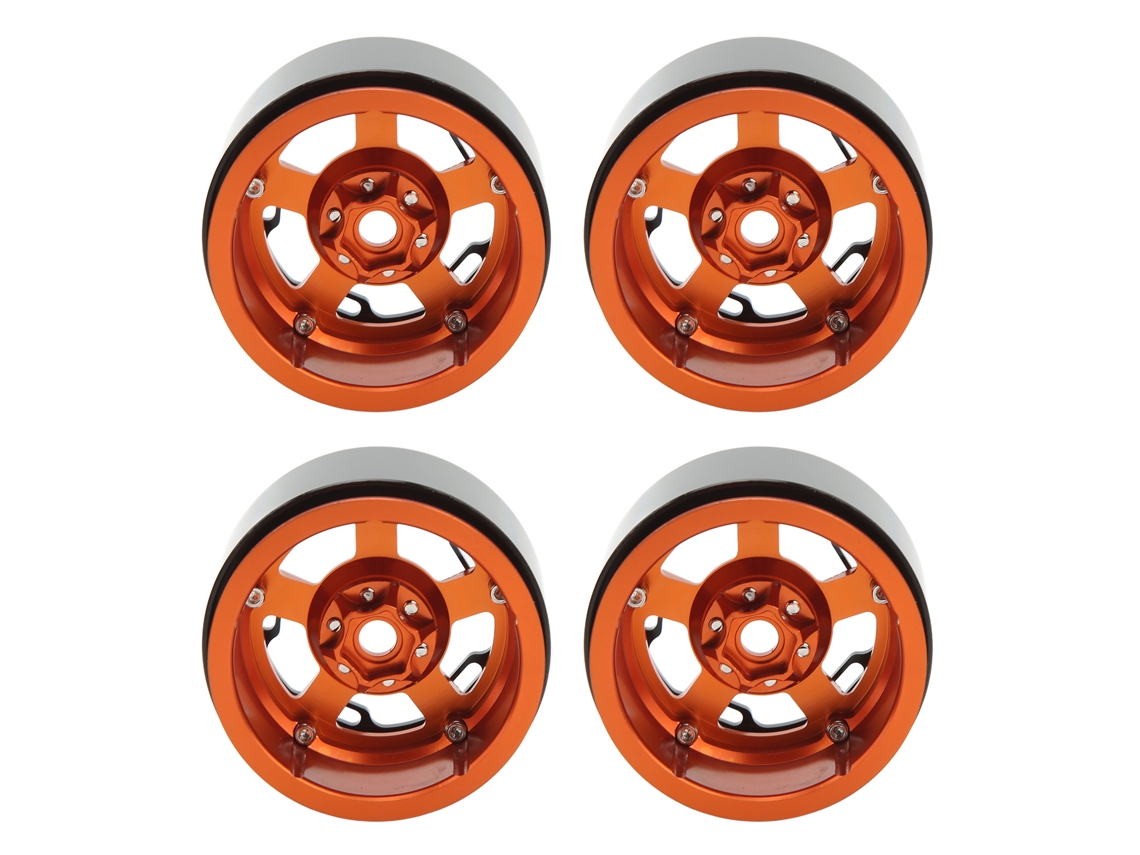 Yui 4 Peças Cubo de Roda 2.2 Polegadas Universal Cnc Alumínio Resistente Ao Desgaste para Carro Rc 1/10 Laranja