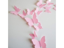 24 adesivos de parede borboleta 3D Nova Line rosa