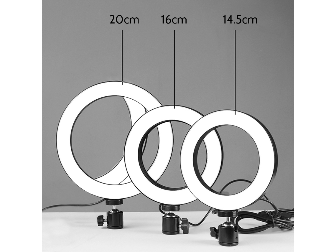 Luz Anelar Led Selfie 64 Leds com Tripé Telescópico 10 Níveis de Brilho Usb 5w