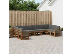 Vidaxl Conjunto De Sofás Para Exterior 10 Unid. Natural E Antracite