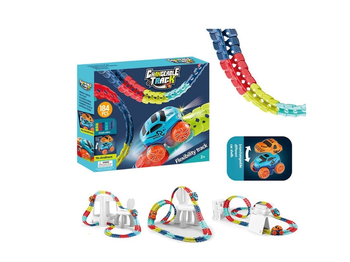 2026 pista de Carreras Flexible com Luzes Led e Carro Elétrico com Trilhos Muds Jogo de Brinquedo