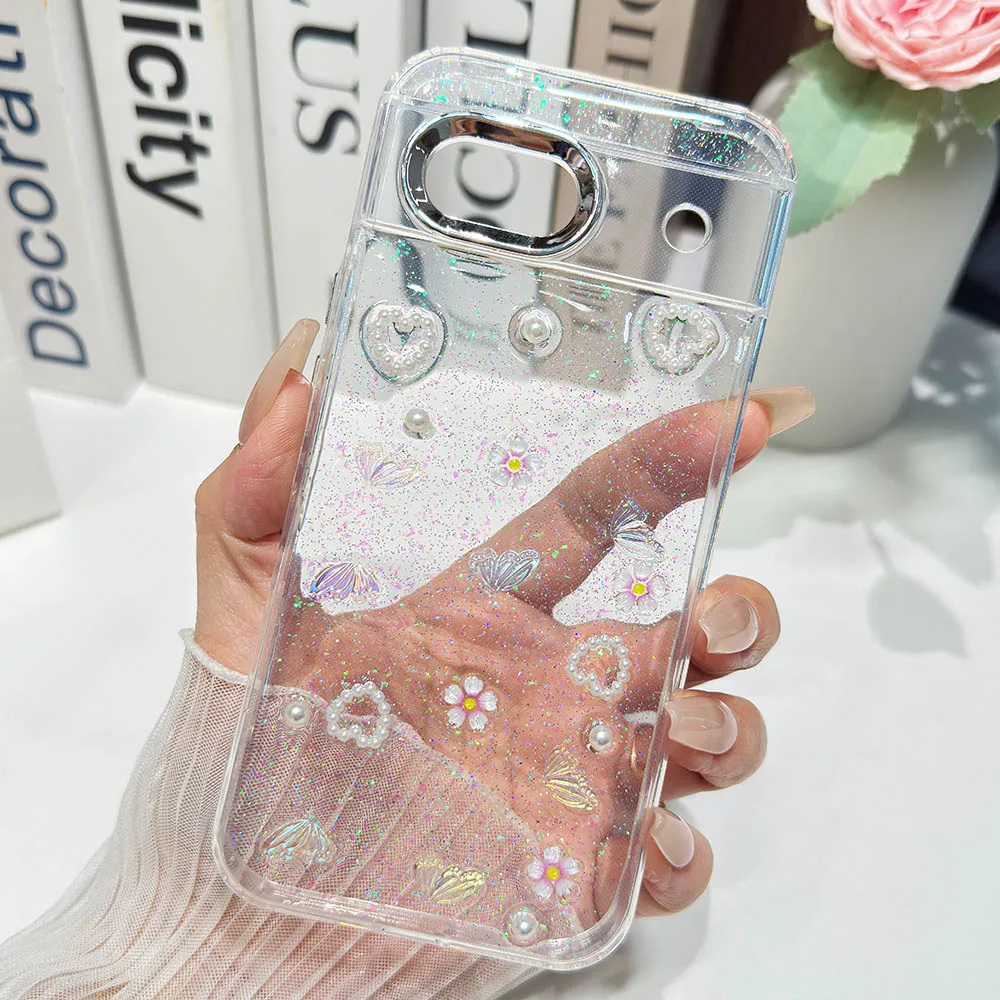 Capa De Celular Decorativa Com Glitter (em Formato De Machado Para Pixel 8), Transparente E Resistente A Impactos.