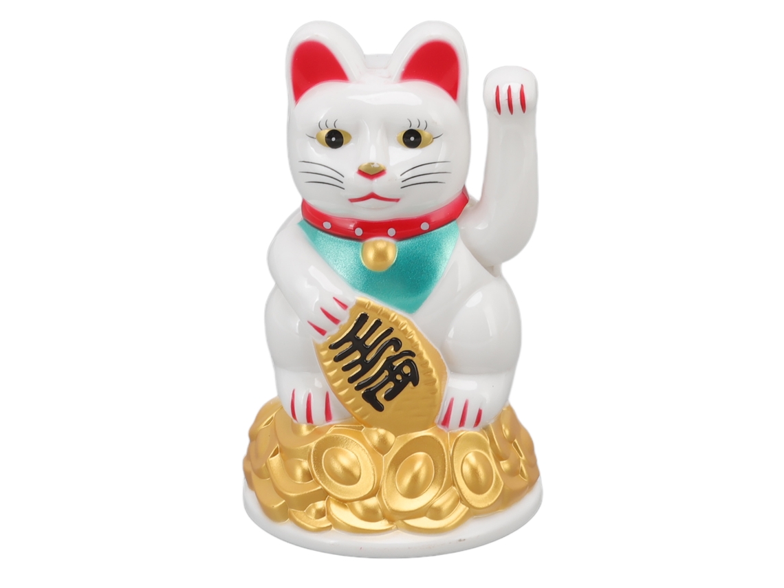 Adorno Gato da Sorte LAXISCREED 4.5in Branco