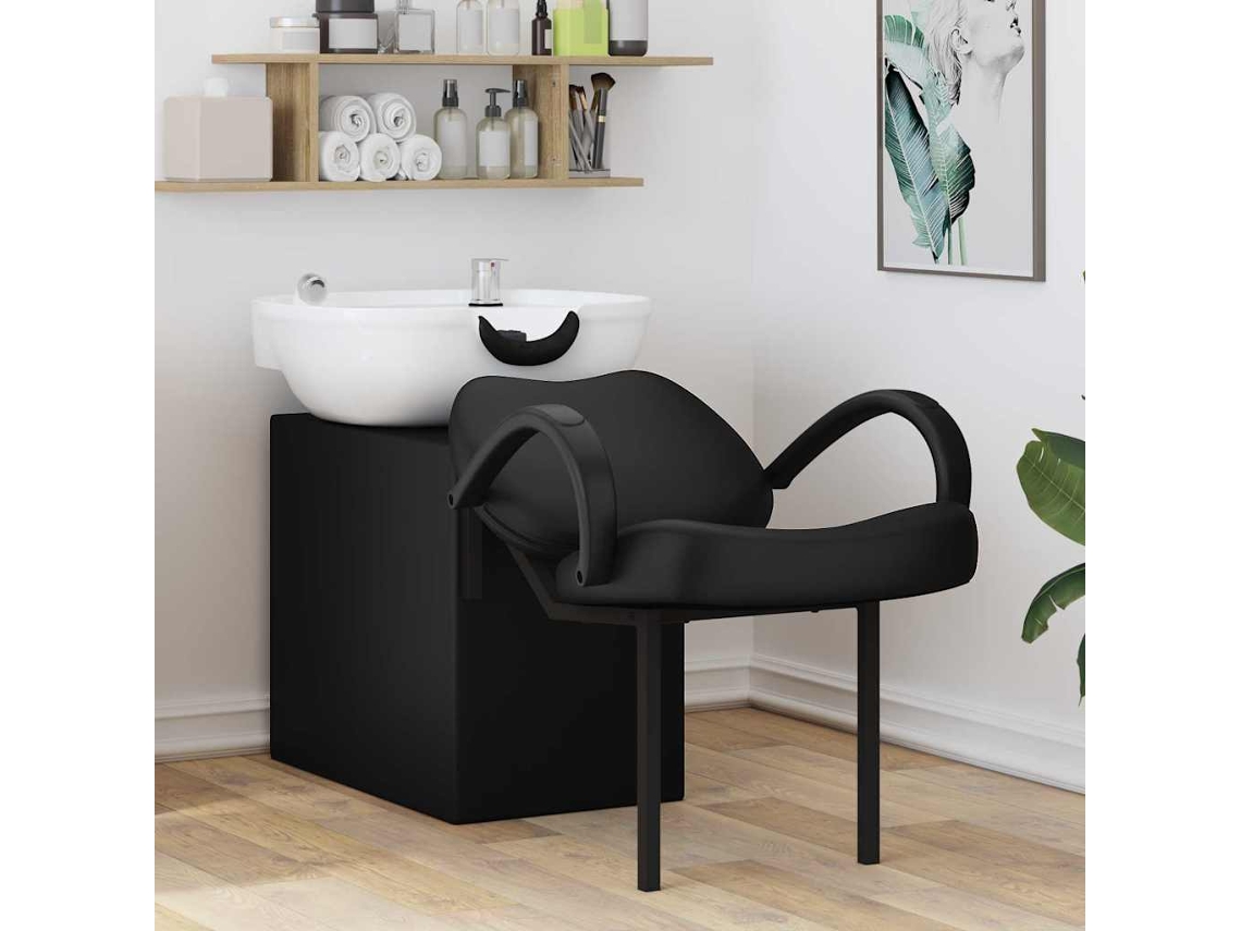 Vidaxl Cadeira De Shampoo Manual Preto E Branco 136 X 60 X 92 Cm Pvc