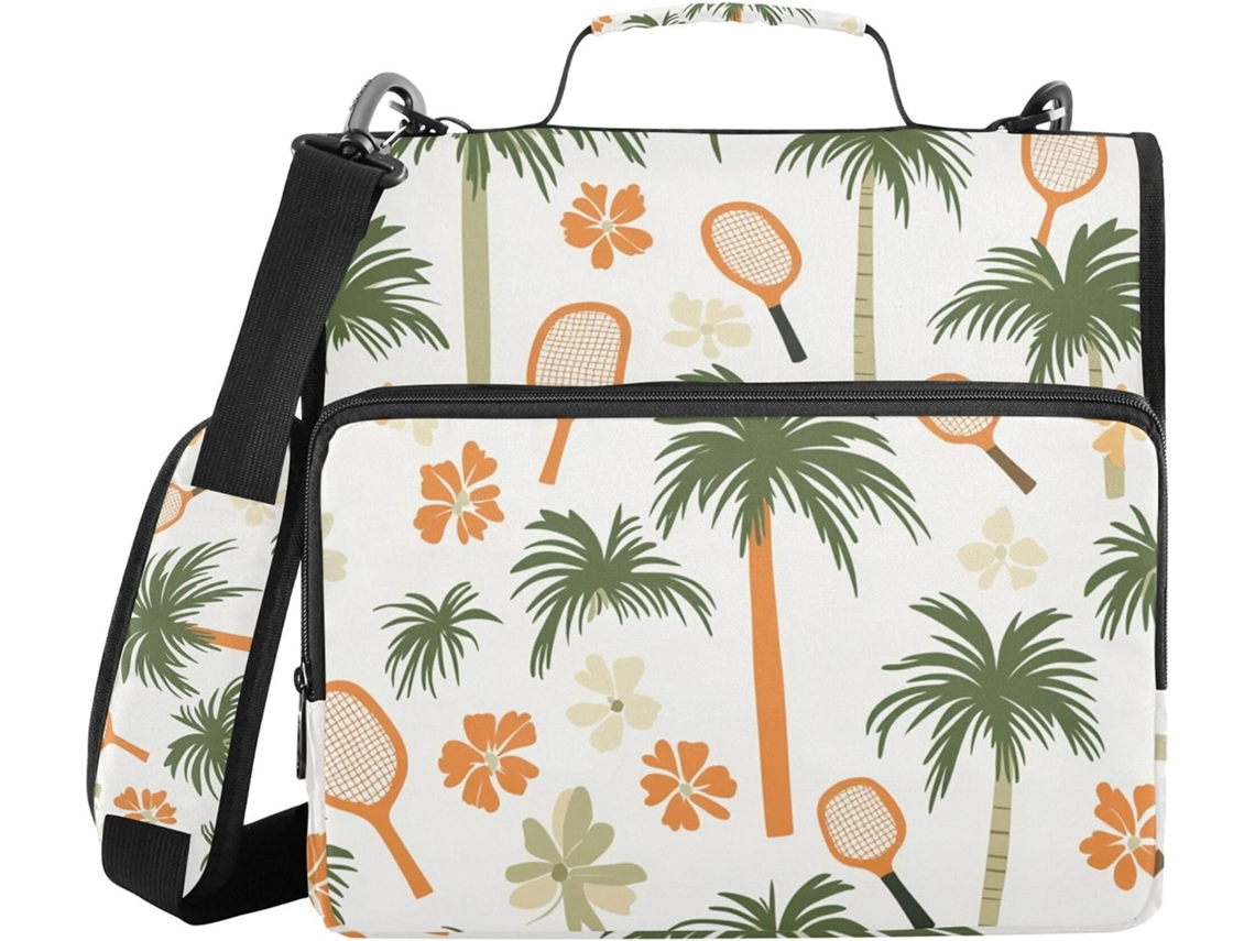 Pasta com zíper e alça de ombro, várias bolsas de 3,8 cm, 3 argolas, organizador de documentos, Stojo com estampa