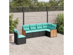 Vidaxl Conjunto De Sofá De Jardim Com 6 Peças E Almofadas Em Rattan Sintético Preto