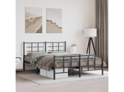 Vidaxl Estrutura de Cama com Cabeceira e Pés 150x200 Cm Metal Preto