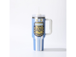 Caneca Térmica Inox Argentina Copa 2026, emblema AFA, duas estrelas, garrafa isolante, STELASPLEN