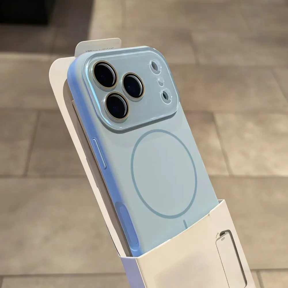 Capa De Celular Em Silicone Líquido Magnético Para Iphone (azul Celeste, Iphone 15) Com Função Magsafe.