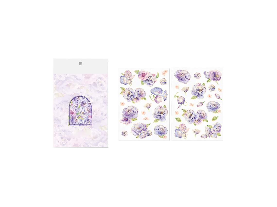 2 folhas de adesivos de flores pet, à prova d'água, removíveis, scrapbooking | S/MARCA