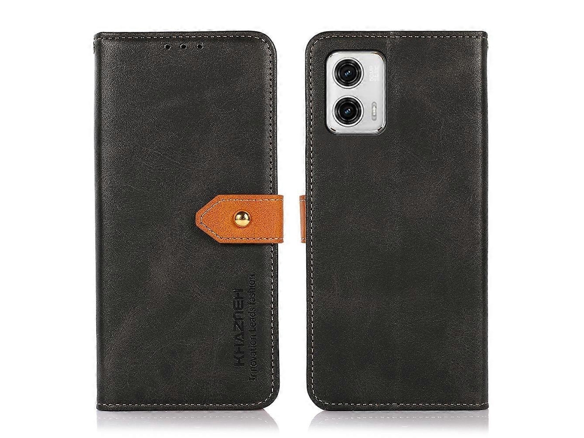 Capa De Celular Flip Em Couro Texturizado De Vaca Bicolor Khazneh Para Motorola Moto G73 5g