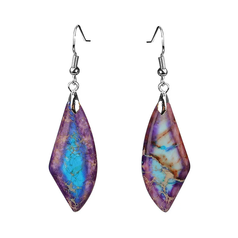 Brincos De Estilo Boêmio Feminino Com Pingente De Jade, Pedra Preciosa Natural, Brincos Em Formato De Leque.