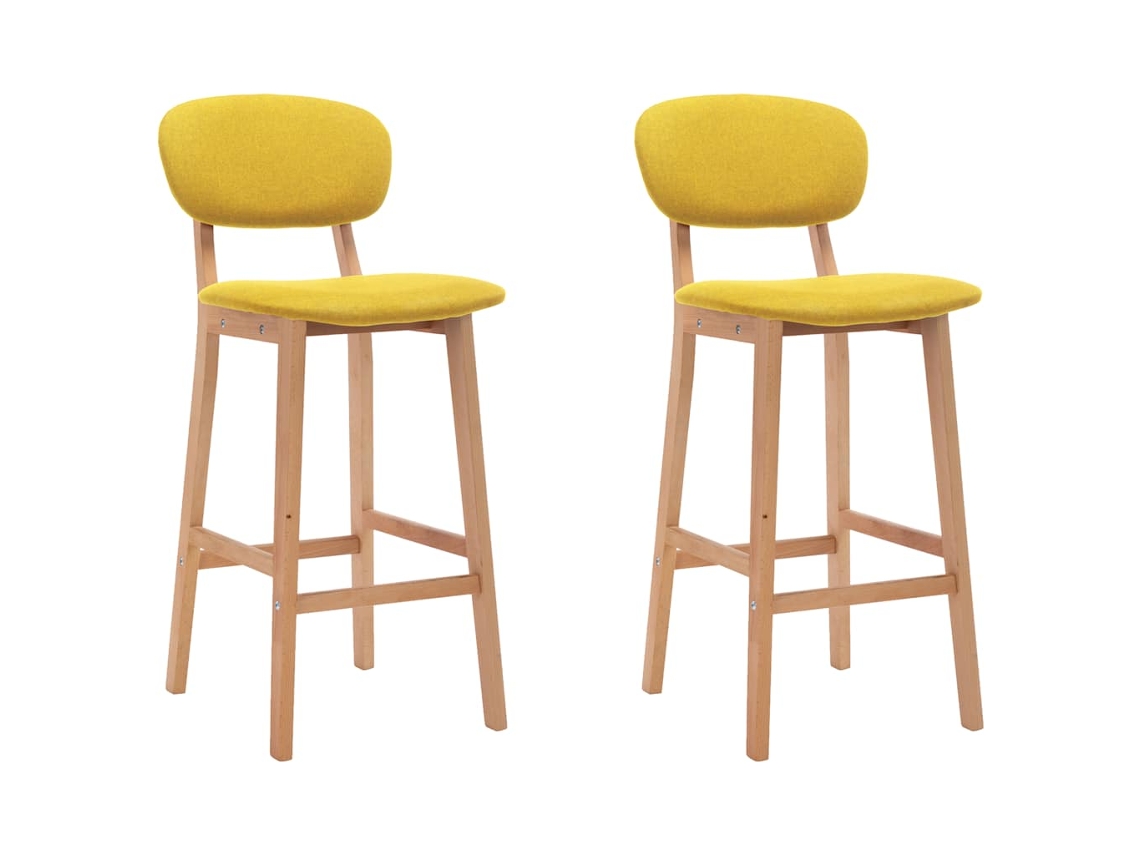 Vidaxl Bancos De Bar 2 Pcs Tecido Amarelo Mostarda