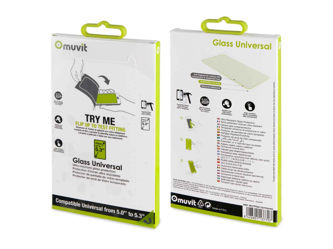 Pelicula de Vidro MUVIT Universal hasta 5.3''