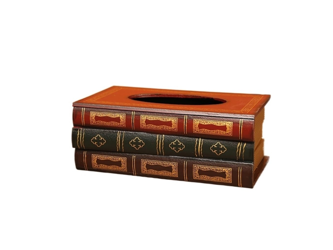 Caixa Lenços Retro - Porta Lenços - Para Cozinha E Sala Jantar - 25,5x14,5x10 Cm - Madeira - Vermelho