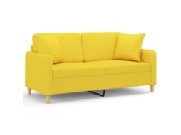 Sofá 2 lug. + almofadas decorativas VIDAXL tecido amarelo-claro (140 cm)