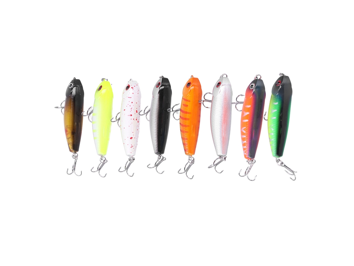 Isca de Pesca 8pcs com Anzol Triplo Olhos 3d