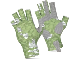 Luvas De Pesca Com Padrão Camuflado E Design Anti-derrapante Silicone - Conforto E Proteção Para Todos Os Seasons Verde Camuflagem