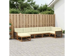Vidaxl Conjunto De Sofás Para Exterior 7 Pcs Natural E Creme